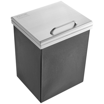 VEVOR Drop in Ice Chest, 14"L x 12"W x 18"H Stainless Steel Ice Cooler, Commercial Ice Bin with Hinged Cover, 40 qt Outdoor Kitchen Ice Bar, Drain-pipe and Drain Plug Included, for Cold Wine Beer