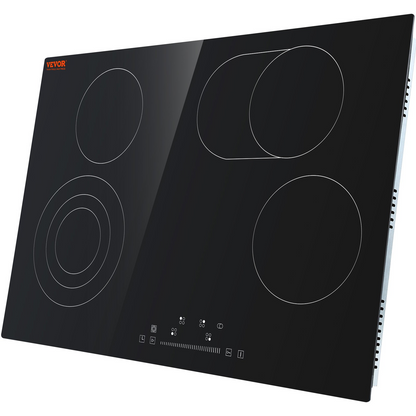 VEVOR Built in Electric Stove Top, 30.3 x 20.5 inch 4 Burners, 240V Glass Radiant Cooktop with Sensor Touch Control, Timer & Child Lock Included, 9 Power Levels for Simmer Steam Slow Cook Fry