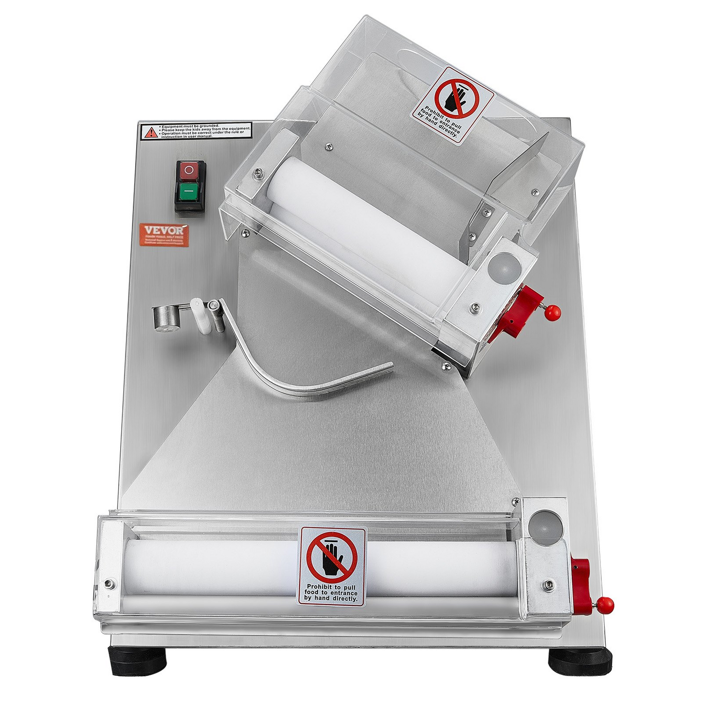 VEVOR Pizza Dough Roller Sheeter, 3-12 Inch Automatic Commercial Pizza Press, 370W Electric 260 Per Hour Dough Roller, Stainless Steel Adjustable Thickness Dough Machine, for Pasta Maker Equipment