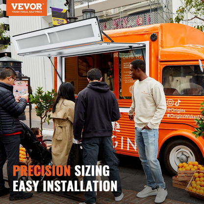 VEVOR Concession Window 60"x36", Aluminum Alloy Food Truck Service Window with Triple Sliding Windows & Awning Door & Drag Hook, Up to 85 Degrees Serving Window for Food Trucks Concession Trailers