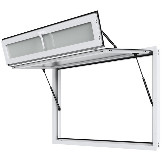 VEVOR Concession Window 60"x36", Aluminum Alloy Food Truck Service Window with Triple Sliding Windows & Awning Door & Drag Hook, Up to 85 Degrees Serving Window for Food Trucks Concession Trailers