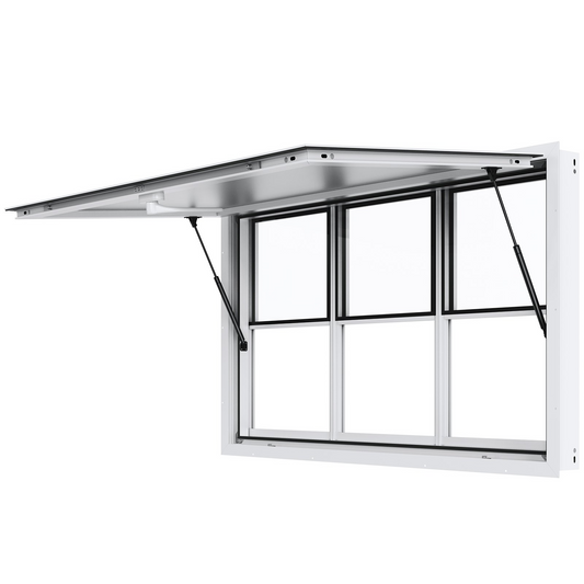 VEVOR Concession Window 60"x36", Aluminum Alloy Food Truck Service Window with Vertical Lifting Windows & Awning Door & Drag Hook, Up to 85 Degrees Serving Window for Food Trucks Concession Trailers