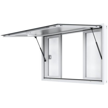 VEVOR Concession Window 60"x36", Aluminum Alloy Food Truck Service Window with 4 Horizontal Sliding Windows & Awning Door & Drag Hook, Up to 85 Degrees Serving Window for Food Truck Concession Trailer