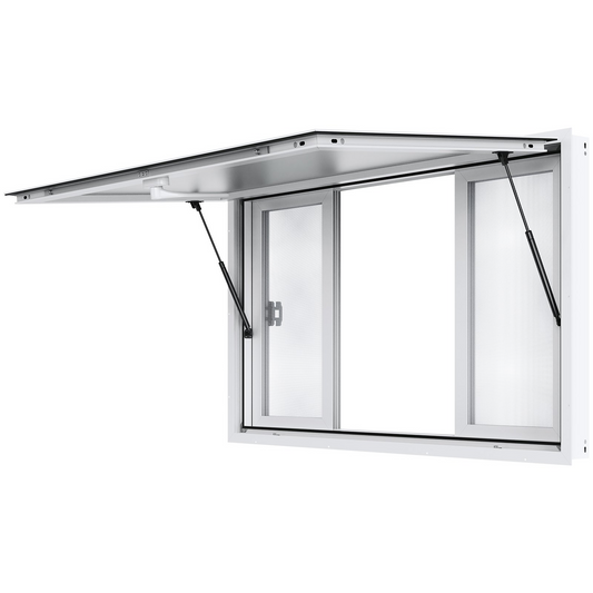 VEVOR Concession Window 60"x36", Aluminum Alloy Food Truck Service Window with 4 Horizontal Sliding Windows & Awning Door & Drag Hook, Up to 85 Degrees Serving Window for Food Truck Concession Trailer