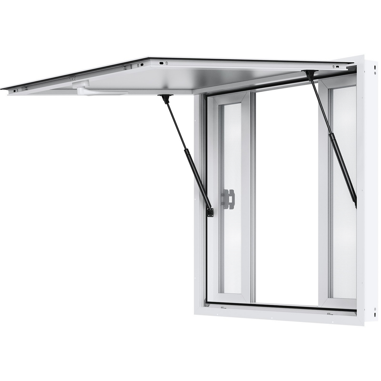 VEVOR Concession Window 36"x36", Aluminum Alloy Food Truck Service Window with 4 Horizontal Sliding Windows & Awning Door & Drag Hook, Up to 85 Degrees Serving Window for Food Truck Concession Trailer