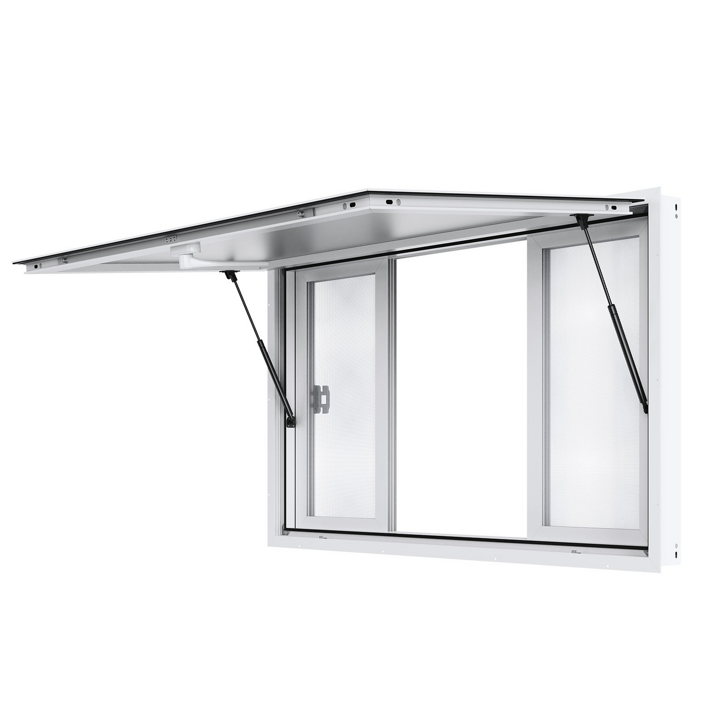 VEVOR Concession Window 53"x33", Aluminum Alloy Food Truck Service Window with 4 Horizontal Sliding Windows & Awning Door & Drag Hook, Up to 85 Degrees Serving Window for Food Truck Concession Trailer