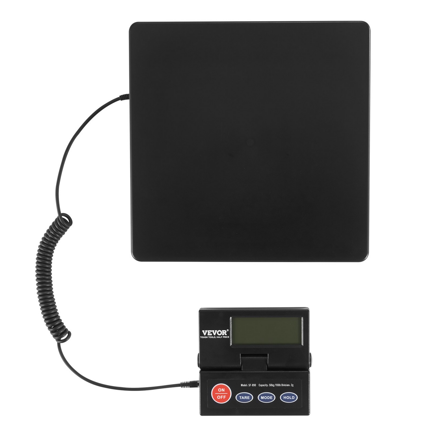 VEVOR Digital Shipping Scale, 110 lbs x 0.07 oz. Heavy Duty Postal Scale with Timer, Tare, Hold Function, 90° Foldable LCD Screen Package Scale for Laggage, Home, Post Office, AC/DC Powered, FCC Liste