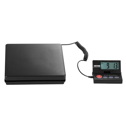 VEVOR Digital Shipping Scale, 110 lbs x 0.07 oz. Heavy Duty Postal Scale with Timer, Tare, Hold Function, 90° Foldable LCD Screen Package Scale for Laggage, Home, Post Office, AC/DC Powered, FCC Liste