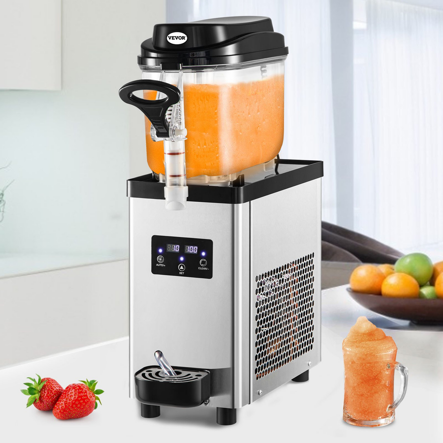 VEVOR Commercial Slushy Machine, 6L/1.6 Gallons 25 Cups Single-Bowl, 300W 110V, Stainless Steel Margarita Smoothie Frozen Drink Maker, Slushie Machine for Supermarkets Cafes Restaurants Bars Home Use