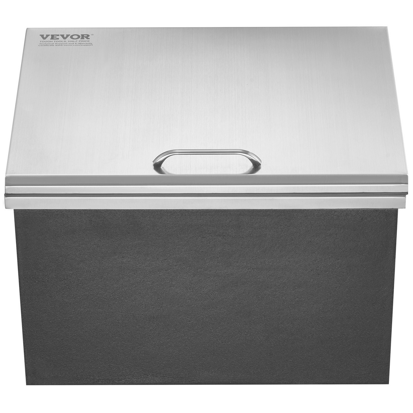 VEVOR Drop in Ice Chest, 20"L x 16"W x 13"H Stainless Steel Ice Cooler, Commercial Ice Bin with Hinged Cover, 40 qt Outdoor Kitchen Ice Bar, Drain-pipe and Drain Plug Included, for Cold Wine Beer