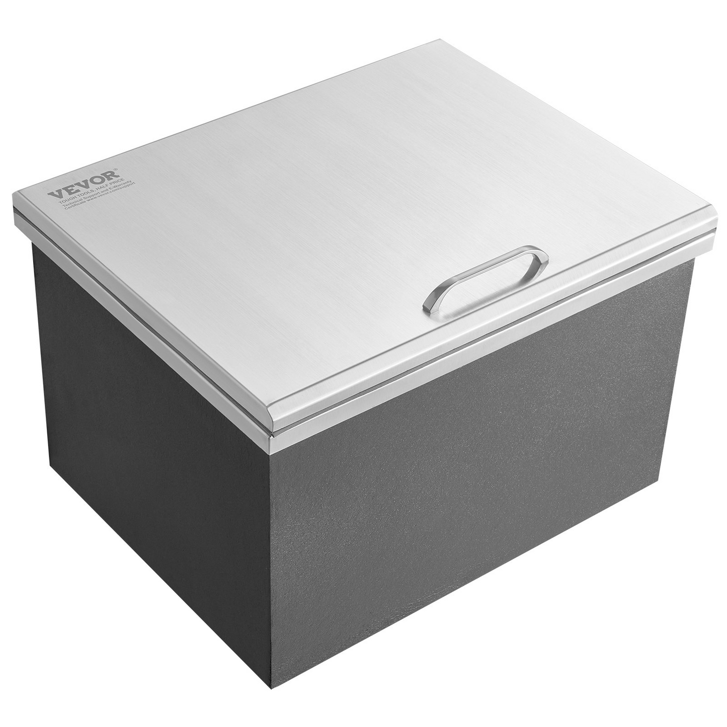 VEVOR Drop in Ice Chest, 20"L x 16"W x 13"H Stainless Steel Ice Cooler, Commercial Ice Bin with Hinged Cover, 40 qt Outdoor Kitchen Ice Bar, Drain-pipe and Drain Plug Included, for Cold Wine Beer