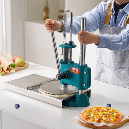 VEVOR Manual Pizza Dough Press Machine, 9.5inch/24cm Household Pizza Pastry, Stainless Steel Pizza Presser, Commercial Chapati Sheet Pizza Crust Press Plate, Height Adjustable Pizza Forming Machine