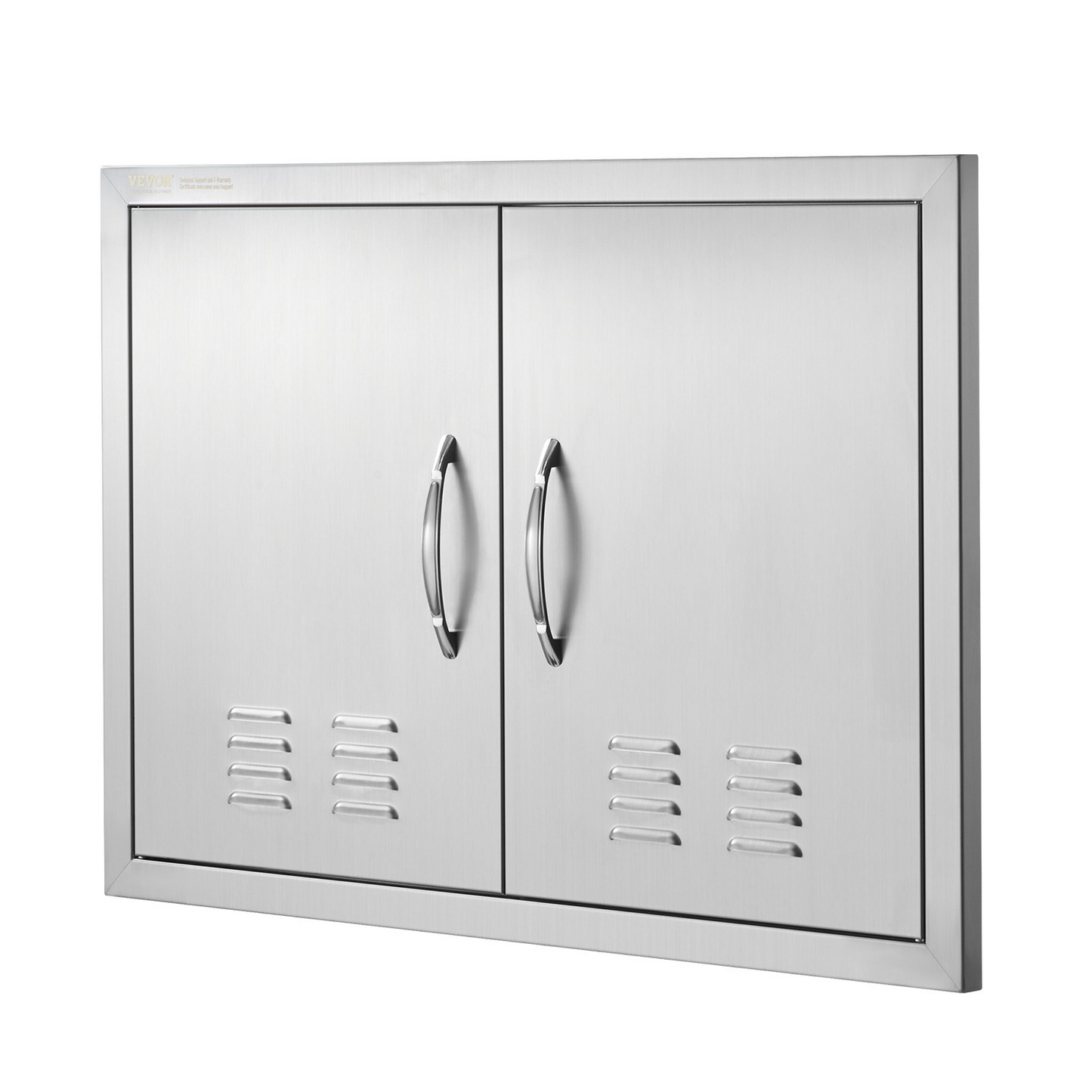 VEVOR BBQ Access Door, 30W x 21H Inch Double Outdoor Kitchen Door, Stainless Steel Flush Mount Door, Wall Vertical Door with Handles and Vents, for BBQ Island, Grilling Station, Outside Cabinet