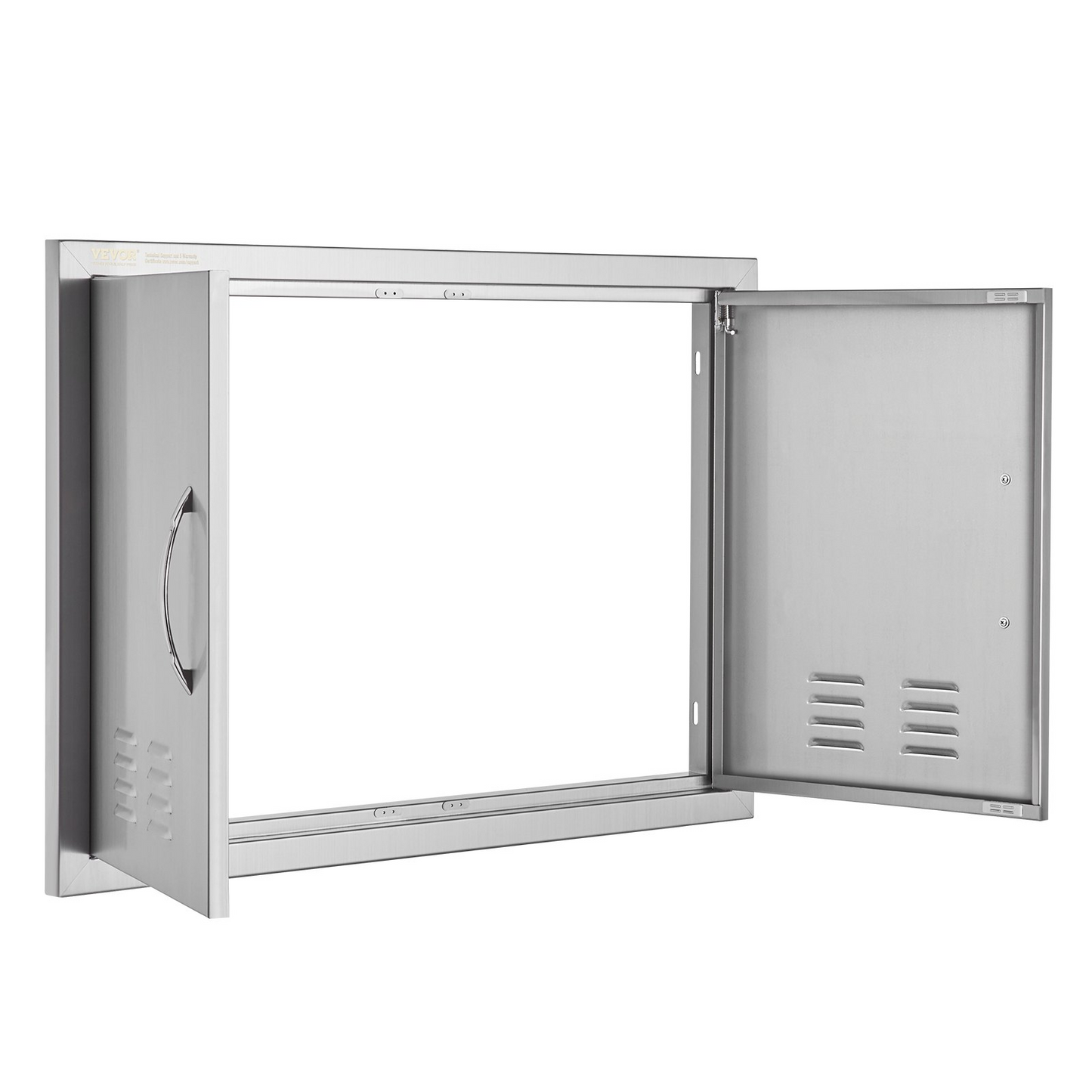 VEVOR BBQ Access Door, 30W x 21H Inch Double Outdoor Kitchen Door, Stainless Steel Flush Mount Door, Wall Vertical Door with Handles and Vents, for BBQ Island, Grilling Station, Outside Cabinet