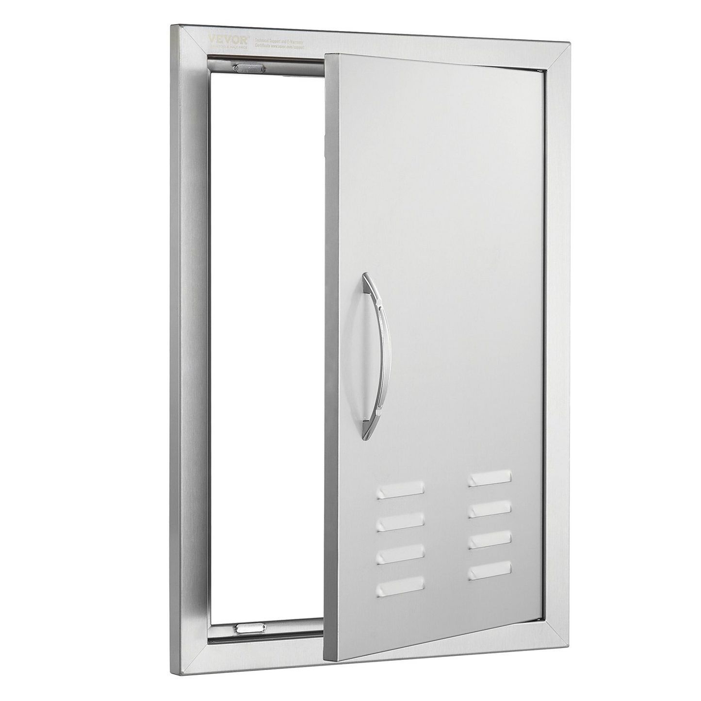 VEVOR BBQ Access Door, 17W x 24H Inch Single Outdoor Kitchen Door, Stainless Steel Flush Mount Door, Wall Vertical Door with Handle, Vents and Hook, for BBQ Island, Grilling Station, Outside Cabinet