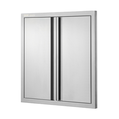 VEVOR BBQ Access Door, 24W x 24H Inch Double Outdoor Kitchen Door, Stainless Steel Flush Mount Door, Wall Vertical Door with Recessed Handles , for BBQ Island, Grilling Station, Outside Cabinet