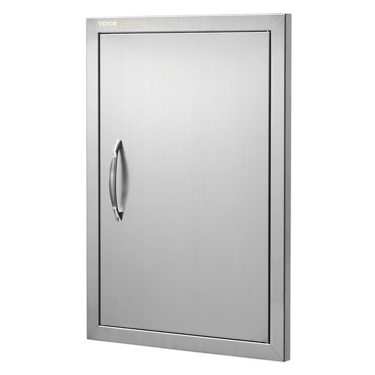 VEVOR BBQ Access Door, 18W x 24H Inch Single Outdoor Kitchen Door, Stainless Steel Flush Mount Door, Wall Vertical Door with Handle, for BBQ Island, Grilling Station, Outside Cabinet