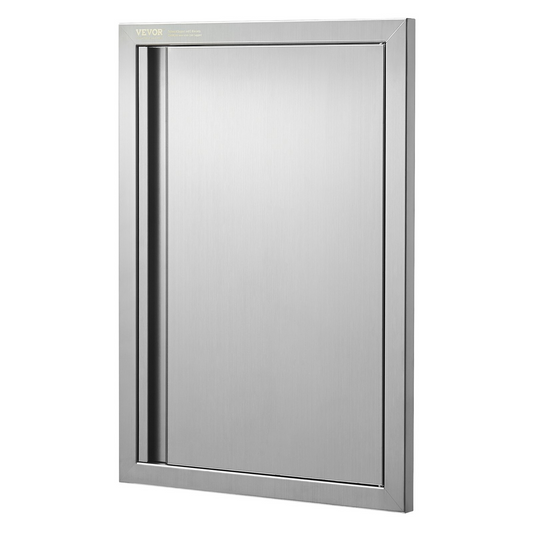 VEVOR BBQ Access Door, 17W x 24H Inch Single Outdoor Kitchen Door, Stainless Steel Flush Mount Door, Wall Vertical Door with Recessed Handle, for BBQ Island, Grilling Station, Outside Cabinet