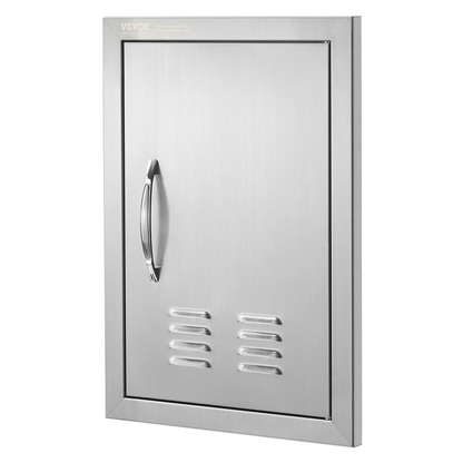 VEVOR BBQ Access Door, 14W x 20H Inch Single Outdoor Kitchen Door, Stainless Steel Flush Mount Door, Wall Vertical Door with Handle and vents, for BBQ Island, Grilling Station, Outside Cabinet