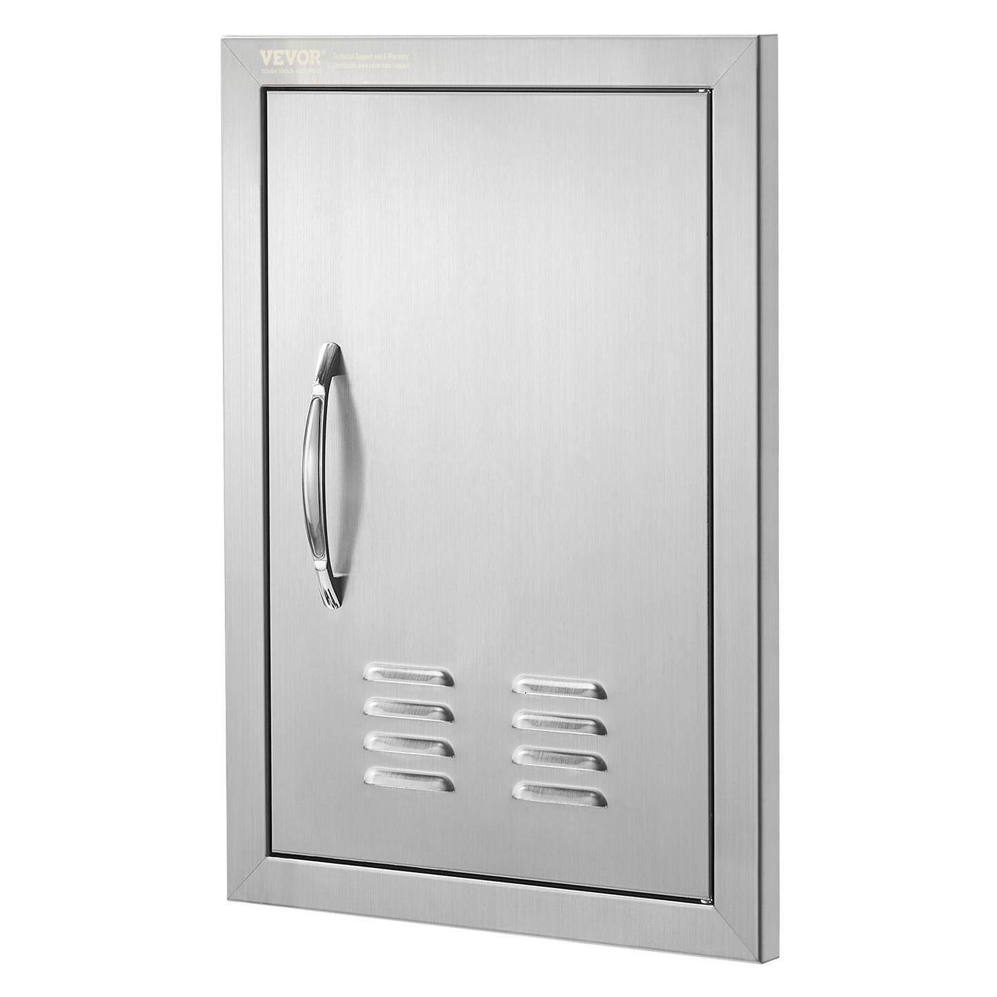 VEVOR BBQ Access Door, 14W x 20H Inch Single Outdoor Kitchen Door, Stainless Steel Flush Mount Door, Wall Vertical Door with Handle and vents, for BBQ Island, Grilling Station, Outside Cabinet