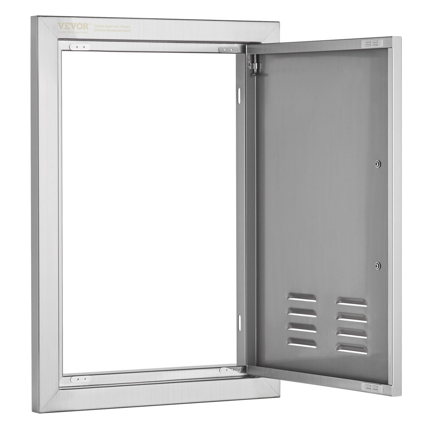 VEVOR BBQ Access Door, 14W x 20H Inch Single Outdoor Kitchen Door, Stainless Steel Flush Mount Door, Wall Vertical Door with Handle and vents, for BBQ Island, Grilling Station, Outside Cabinet