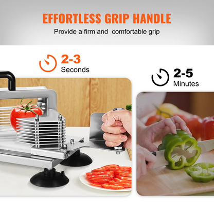 VEVOR Commercial Tomato Slicer, 3/8 inch Tomato Cutter Slicer, Stainless Steel Heavy Duty Tomato Slicer Machine, Manual Tomato Slicer with Non-slip Feet, for Cutting Tomatoes, Cucumbers, Bananas