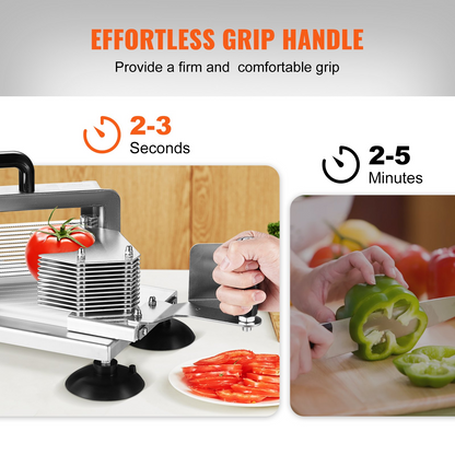 VEVOR Commercial Tomato Slicer, 1/4"+3/8"+3/16" Tomato Cutter Slicer, Stainless Steel Heavy Duty Tomato Slicer Machine, Manual Tomato Slicer with Non-slip Feet, Cutting Tomatoes, Cucumbers, Bananas