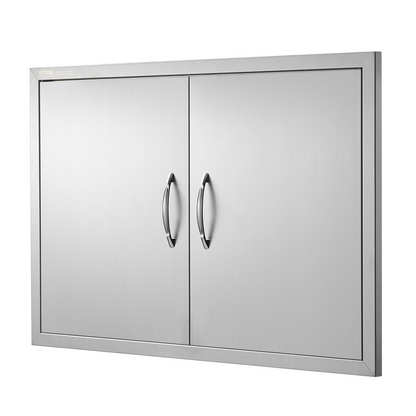 VEVOR BBQ Access Door, 35W x 24H Inch Double Outdoor Kitchen Door, Stainless Steel Flush Mount Door, Wall Vertical Door with Handles, for BBQ Island, Grilling Station, Outside Cabinet