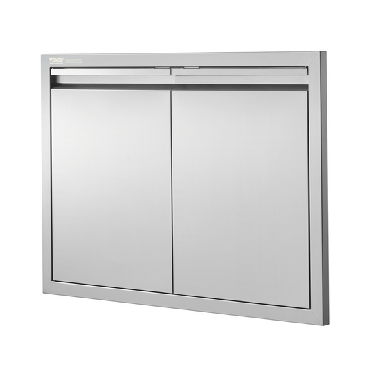 VEVOR BBQ Access Door, 30W x 21H Inch Double Outdoor Kitchen Door, Stainless Steel Flush Mount Door, Wall Vertical Door with Recessed Handles , for BBQ Island, Grilling Station, Outside Cabinet