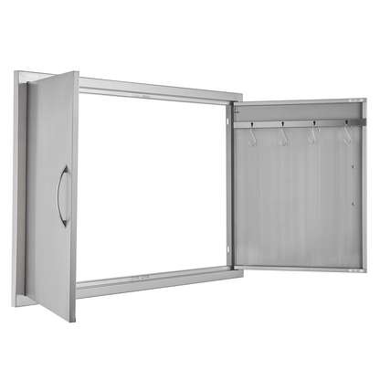 VEVOR BBQ Access Door, 39W x 26H Inch Double Outdoor Kitchen Door, Stainless Steel Flush Mount Door, Wall Vertical Door with Handles and Hooks, for BBQ Island, Grilling Station, Outside Cabinet