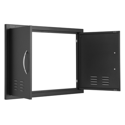 VEVOR BBQ Access Door, 30W x 21H Inch Double Outdoor Kitchen Door, Cold Plate Flush Mount Door, Wall Vertical Door with Handles and Ventss, for BBQ Island, Grilling Station, Outside Cabinet