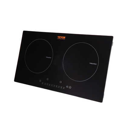 VEVOR Electric Cooktop, 2 Burners, 24'' Induction Stove Top, Built-in Magnetic Cooktop 1800W, 9 Heating Level Multifunctional Burner, LED Touch Screen w/ Child Lock & Over-Temperature Protection