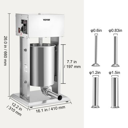 VEVOR Electric Sausage Stuffer 10L Variable Speed Sausage Maker Stainless Steel