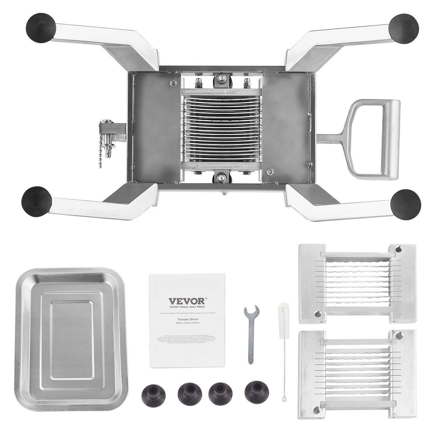 VEVOR Commercial Vegetable Slicer, 1/4 and 1/2 inch Tomato Slicer, Stainless Steel and Aluminum Alloy Vegetable Cutter Slicer, Manual Tomato Slicer with Non-slip Feet, for Tomatoes, Onions, Potatoes