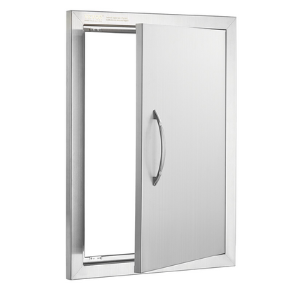 VEVOR BBQ Access Door, 16W x 22H Inch Single Outdoor Kitchen Door, Stainless Steel Flush Mount Door, Wall Vertical Door with Handle, for BBQ Island, Grilling Station, Outside Cabinet