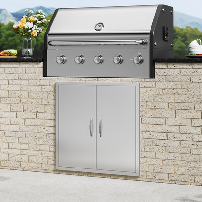 VEVOR BBQ Access Door, 31W x 31H Inch Double Outdoor Kitchen Door, Stainless Steel Flush Mount Door, Wall Vertical Door with Handles, for BBQ Island, Grilling Station, Outside Cabinet