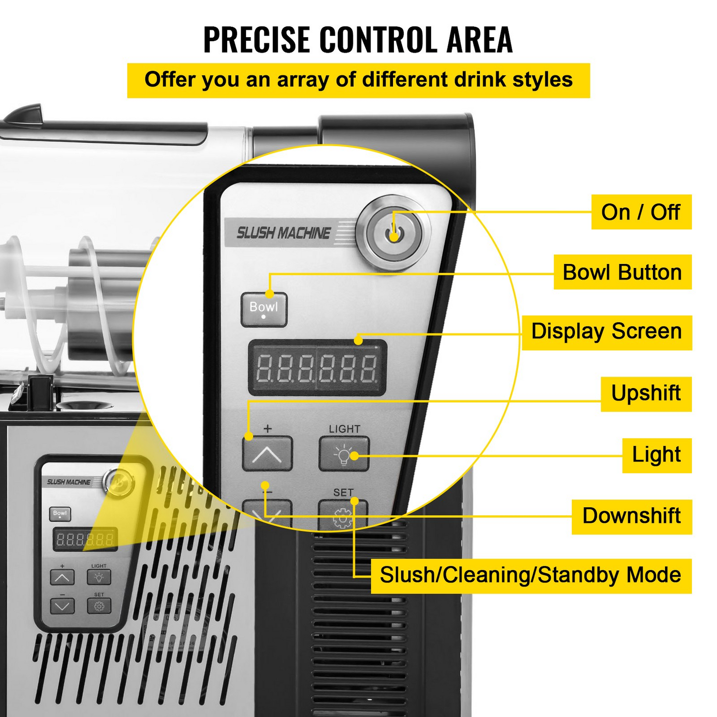 VEVOR Commercial Slushy Machine, 3L Single Bowl Slush Drink Maker, 330W Frozen Drink Machine with Temperature Preservation, Stainless Steel Home Slush Frozen Drink Machine Automatic Clean, Black