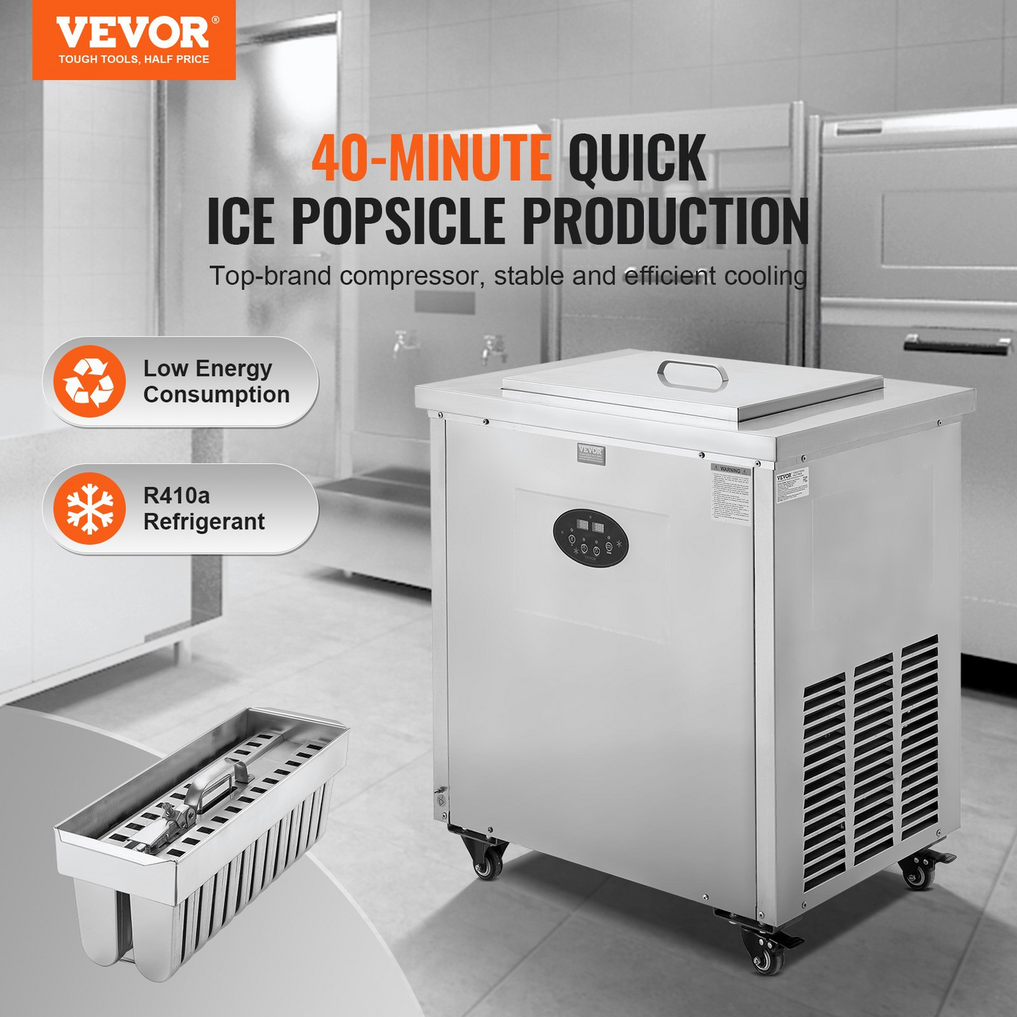 VEVOR Commercial Popsicle Machine 2 Mold Set - 52 PCS Ice Pops Making Machine