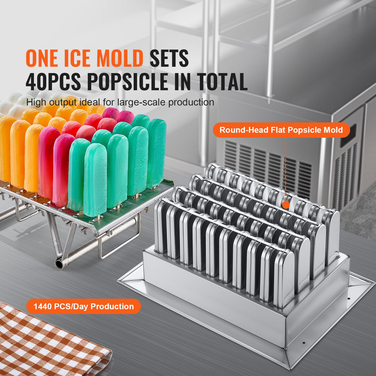 VEVOR Commercial Popsicle Machine Single Mold Set - 40 PCS Ice Pops Lolly Maker