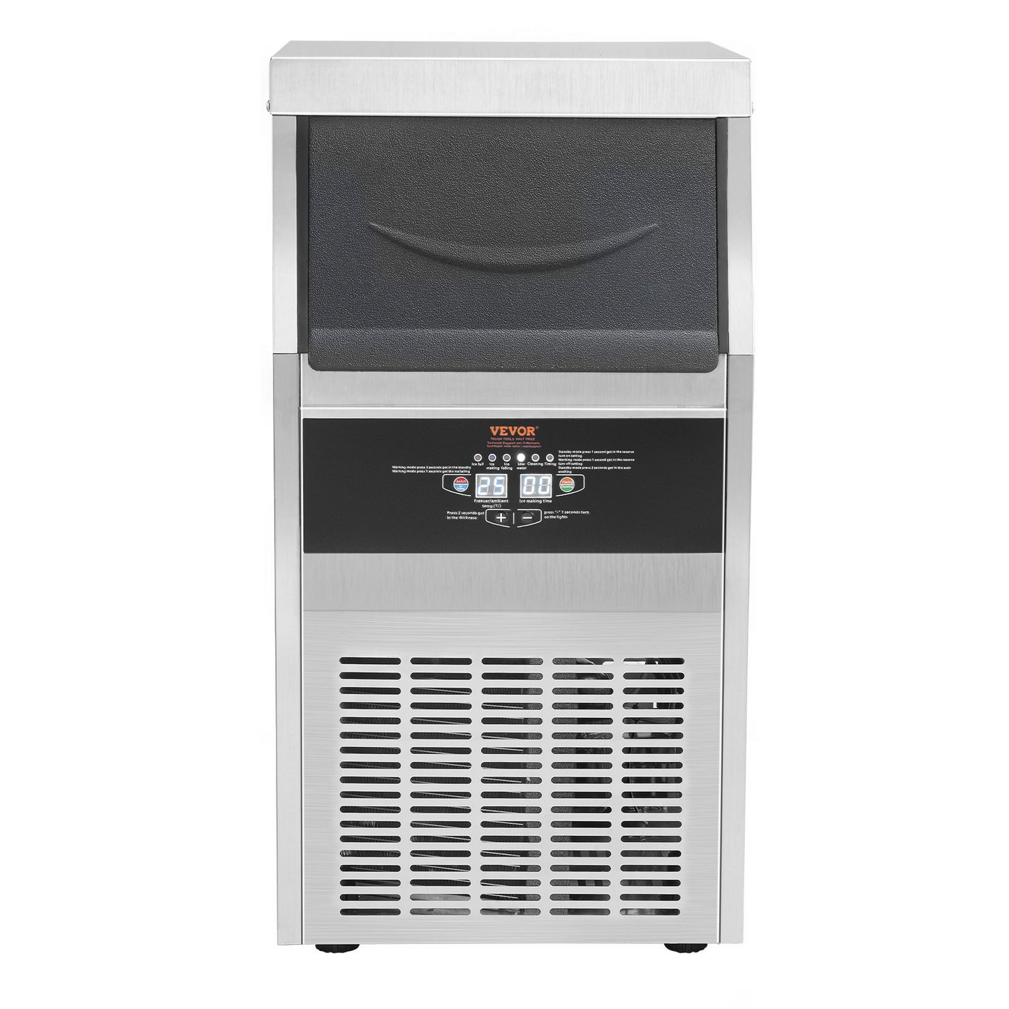 VEVOR 110V Commercial Ice Maker Machine 70LBS/24H with 24LBS Bin, Stainless Steel Automatic Operation Under Counter Ice Machine for Home Bar, Include Water Filter, Scoop, Connection Hose