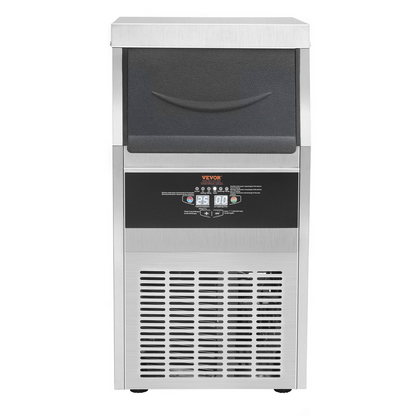 VEVOR 110V Commercial Ice Maker Machine 90LBS/24H with 24LBS Bin, Stainless Steel Automatic Operation Under Counter Ice Machine for Home Bar, Include Water Filter, Scoop, Connection Hose