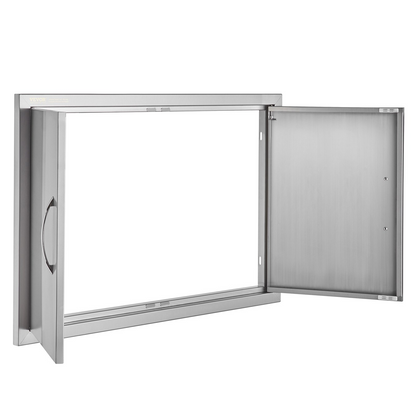 VEVOR BBQ Access Door, 33W x 22H Inch Double Outdoor Kitchen Door, Stainless Steel Flush Mount Door, Wall Vertical Door with Handles, for BBQ Island, Grilling Station, Outside Cabinet