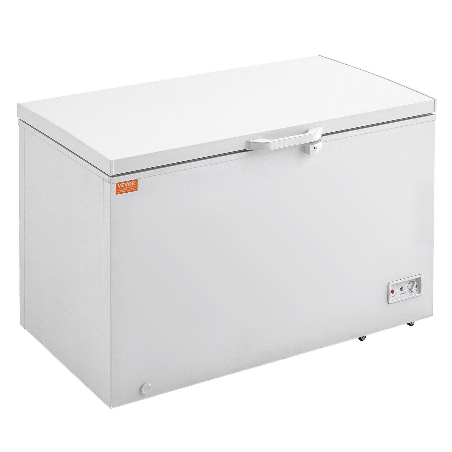 VEVOR Chest Freezer, 12.8 Cu.ft / 345 L Large Deep Freezer & 4 Removable Baskets, Freestanding Top Open Door Commercial Chest Freezers with Locking Lid, 7-Level Adjustable Temp, LED Lighting, 6 Wheels