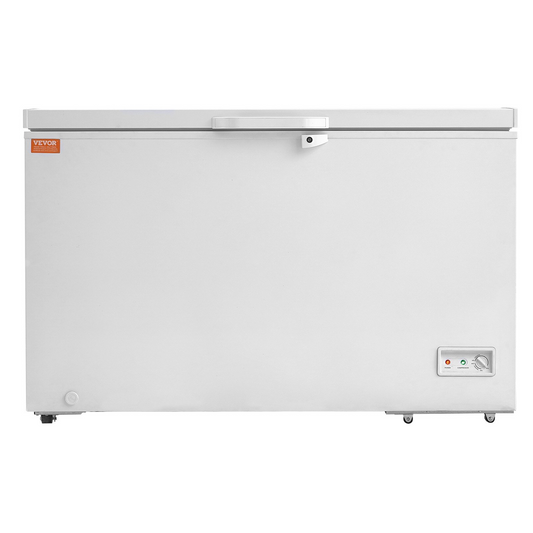 VEVOR Chest Freezer, 12.8 Cu.ft / 345 L Large Deep Freezer & 4 Removable Baskets, Freestanding Top Open Door Commercial Chest Freezers with Locking Lid, 7-Level Adjustable Temp, LED Lighting, 6 Wheels