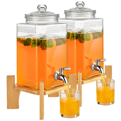 VEVOR Beverage Dispenser, 1.5 Gallon Drink Dispensers for Parties, Glass Juice Dispenser with Stand, Stainless Steel Spigot, Iced Tea Lemonade Juice Water Dispenser, for Restaurants, Hotels, Parties