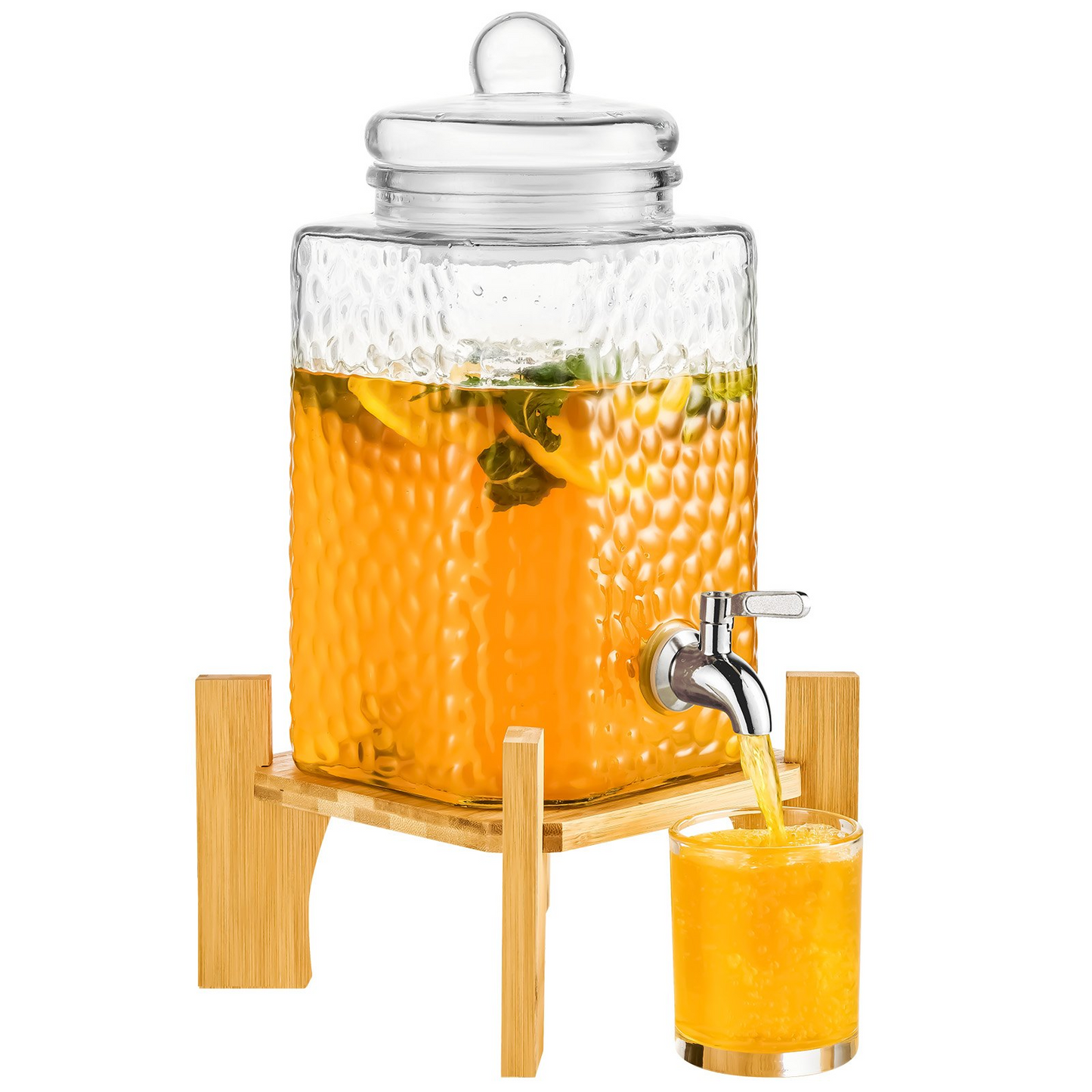 VEVOR Beverage Dispenser, 1.5 Gallon Drink Dispensers for Parties,2PC,Glass Juice Dispenser with Stand, Stainless Steel Spigot, Iced Tea Lemonade Juice Water Dispenser, for Restaurants, Hotels, Partie