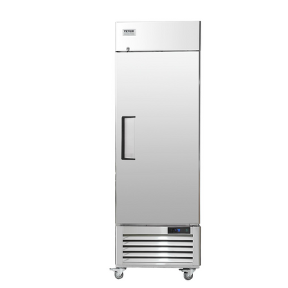 VEVOR Commercial Refrigerator 19.32 Cu.ft, Reach In 27" W Upright Refrigerator Single Door, Auto-Defrost Stainless Steel Reach-in Refrigerator & 4 Shelves, 33 to 41℉ Temp Control, LED Light, 4 Wheel