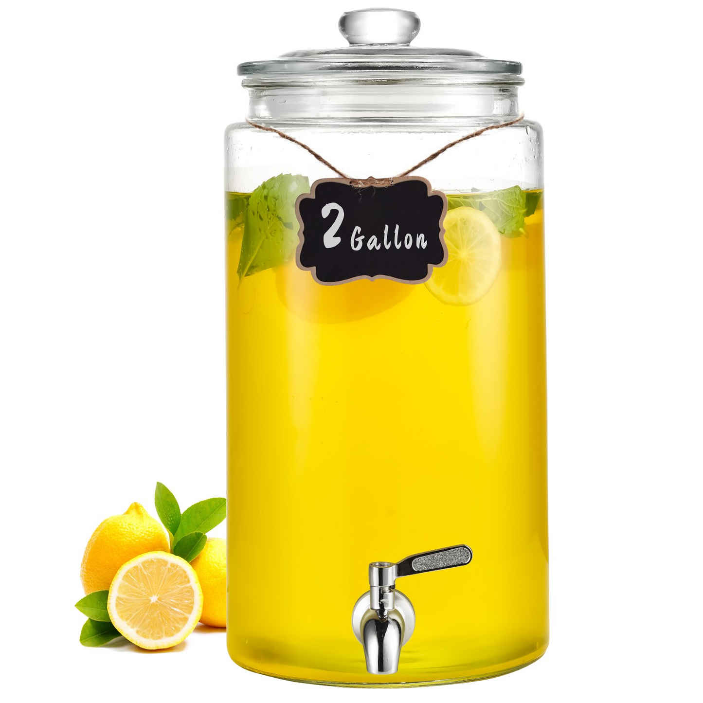 VEVOR Beverage Dispenser, 2 Gallon Drink Dispensers for Parties, Glass Juice Dispenser with Stainless Steel Spigot, Iced Tea Lemonade Juice Water Dispenser, for Restaurants, Hotels, Parties