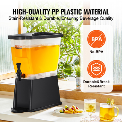 VEVOR Beverage Dispenser, 3 Gallon Drink Dispenser for Parties, Plastic Juice Dispenser with Stand Spigot Lid, Iced Tea Lemonade Juice Water Dispenser, for Restaurants, Hotels, Parties