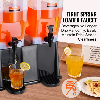 VEVOR Beverage Dispenser, 3 Gallon x 2 Drink Dispensers for Parties, Plastic Juice Dispenser with Stand Spigot Lid, Iced Tea Lemonade Juice Water Dispenser, for Restaurants, Hotels, Parties